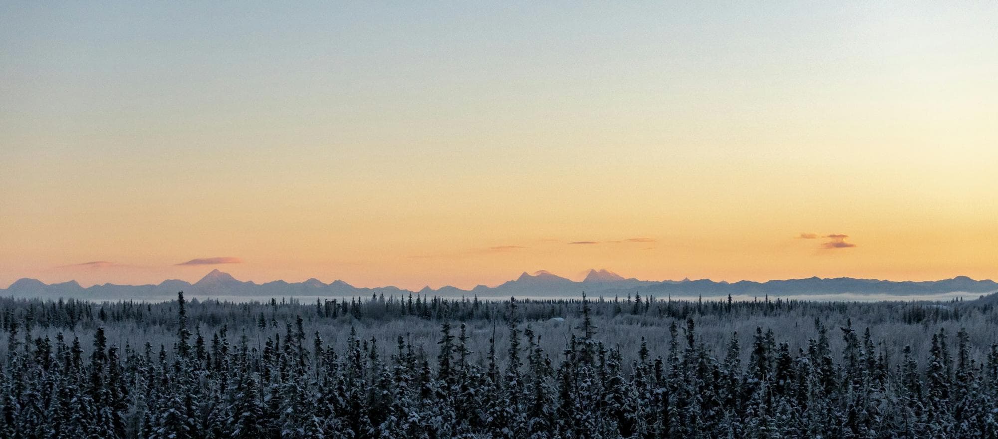The Alaskan landscape at dusk